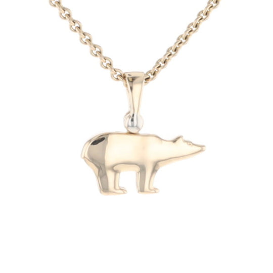 Gold Quartz Inlaid Polar Bear Pendant