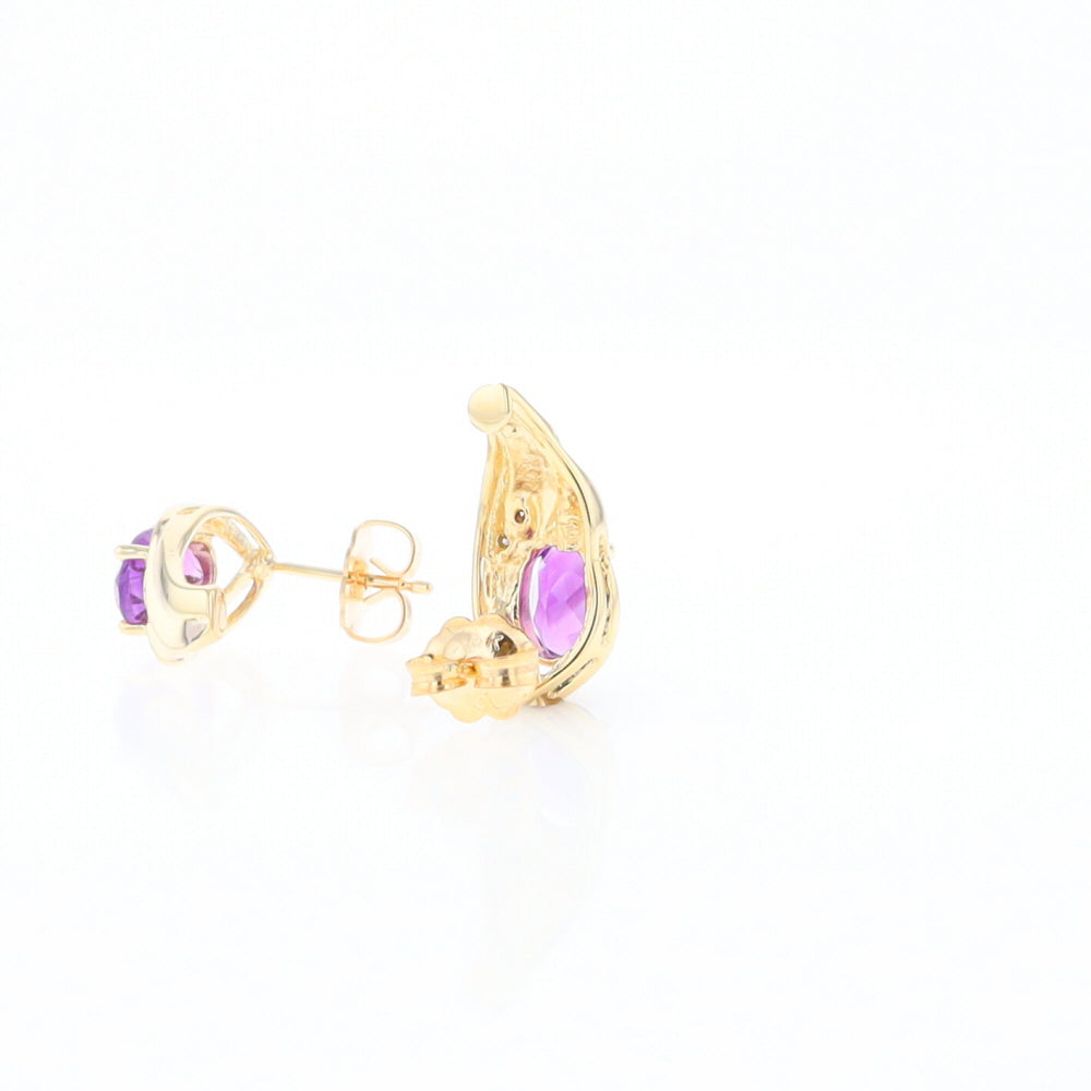 Amethyst and Diamond Pear Shaped Earrings