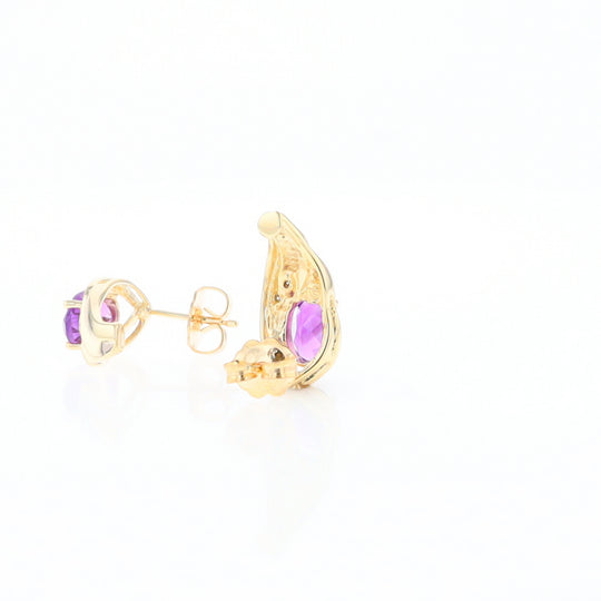 Amethyst and Diamond Pear Shaped Earrings