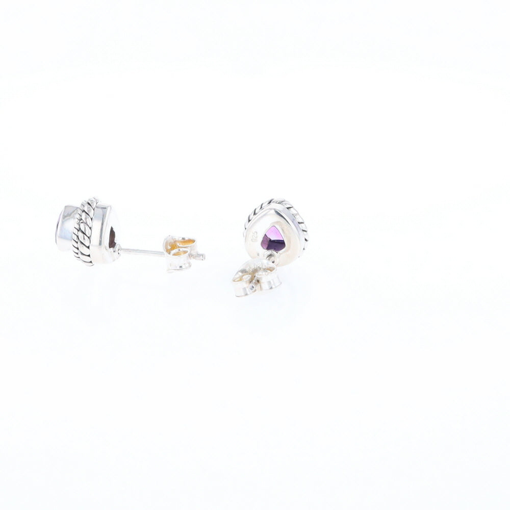 Native Amethyst Pear Stud Earrings