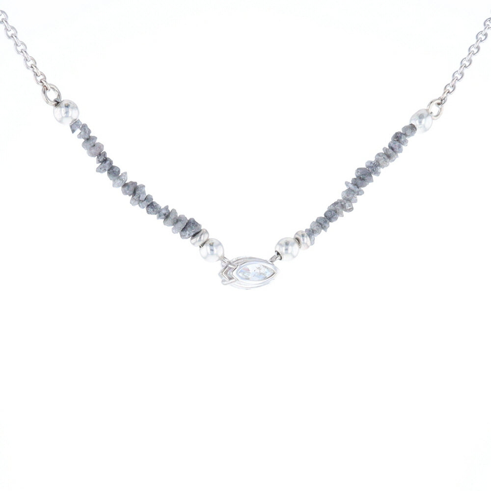 Marquise Diamond Necklace with Rough Diamond Beads