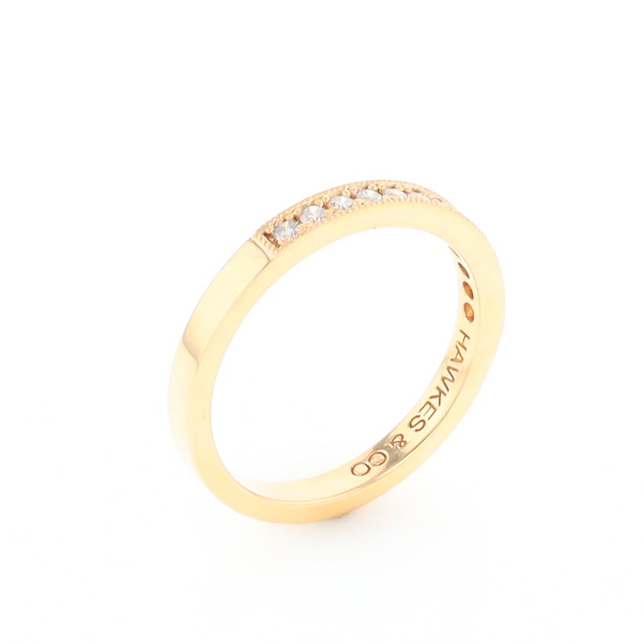 Yellow Gold Milgrain Diamond Wedding Band