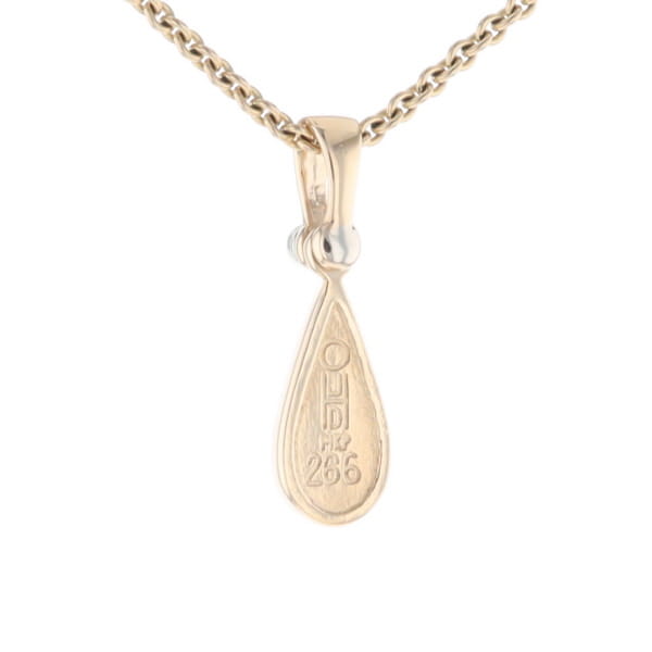 Gold Quartz Pendant Tear Drop Inlaid Design with .02ct Diamond