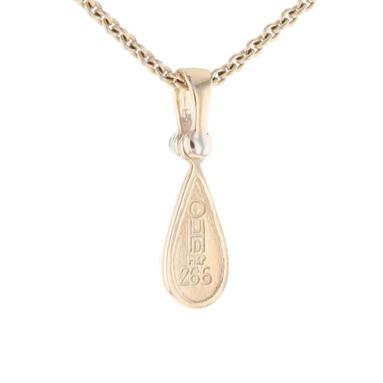 Gold Quartz Pendant Tear Drop Inlaid Design with .02ct Diamond