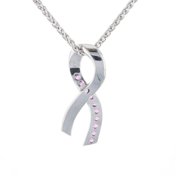 Pink Sapphire Breast Cancer Ribbon Pendant
