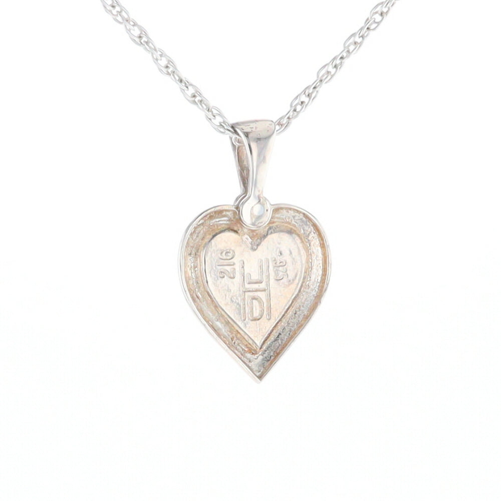 Sterling Silver Gold Quartz Inlaid Heart Pendant - G3