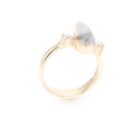 Meteorite Pear Shape Inlay Ring