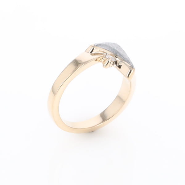 Meteorite Ring Boat Sail Inlaid Design with .04ctw Round Diamond