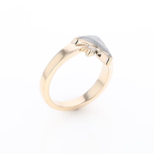Meteorite Ring Boat Sail Inlaid Design with .04ctw Round Diamond