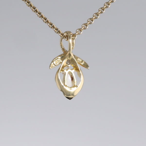 Pear-leaf Opal and Diamond Pendant