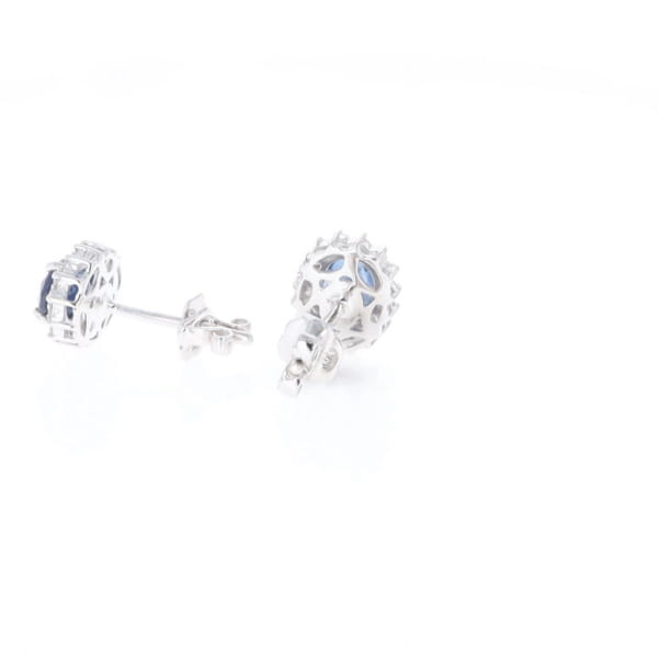 Oval Blue Sapphire Earrings With Halo