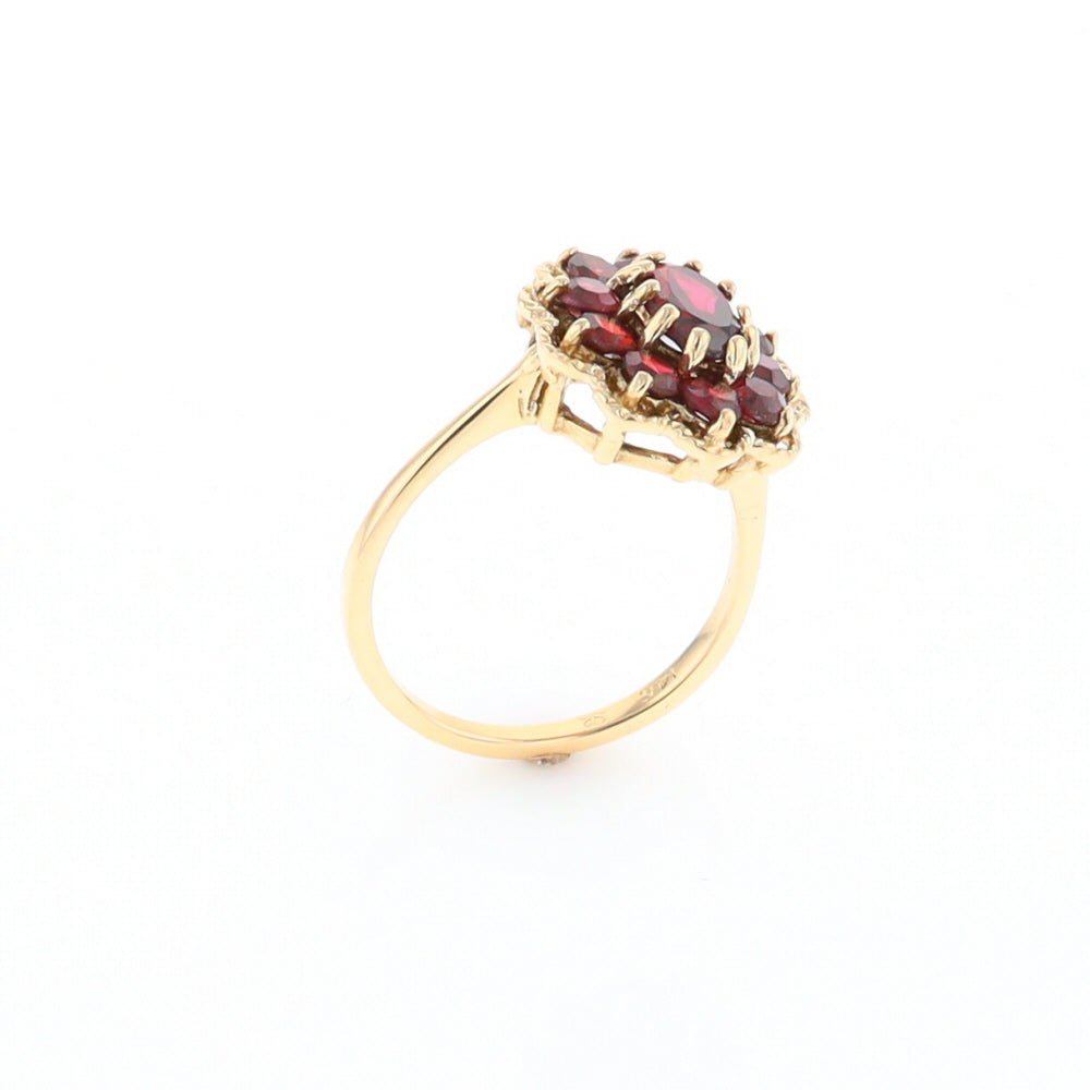 Floral Cluster Garnet Ring