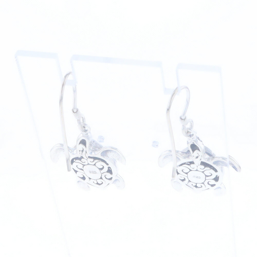 Silver Turtle Dangle Earrings