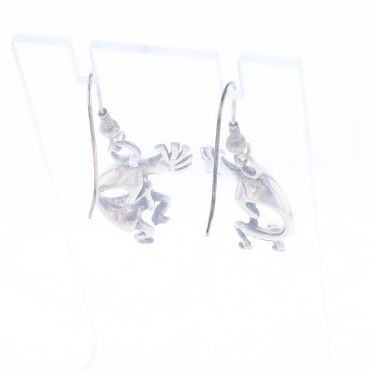 Silver Kokopelli Dangle Earrings