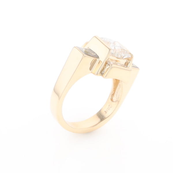 Princess Cut Diamond Gold Quartz 2-Square Inlaid Ring