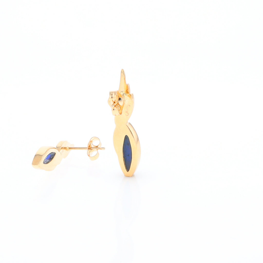 Marquise Lapis Swirl Design Inlaid Earrings