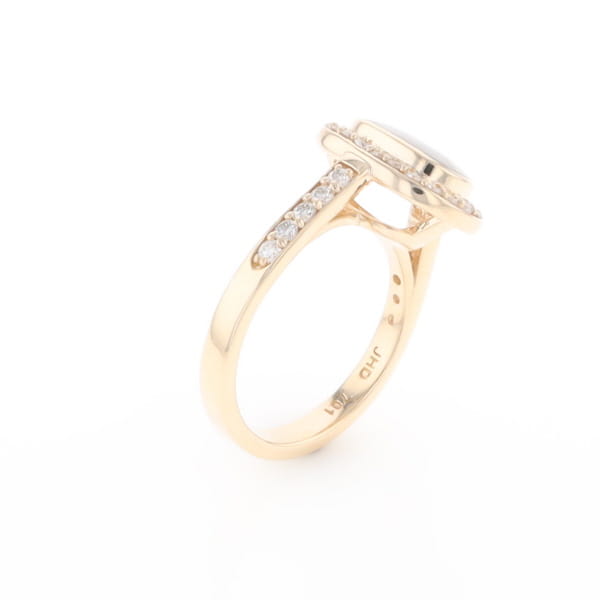Rectangular Gold Quartz Inlaid Ring with 0.65ctw Diamond Halo