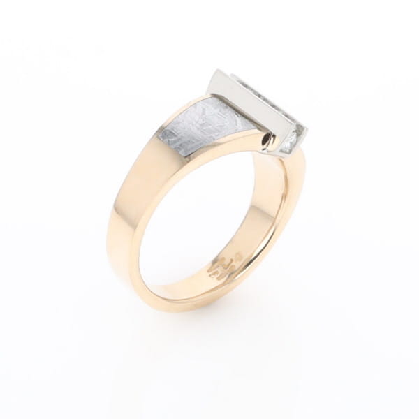 Meteorite Ring Double Sided Inlaid Design with .23ctw Diamonds