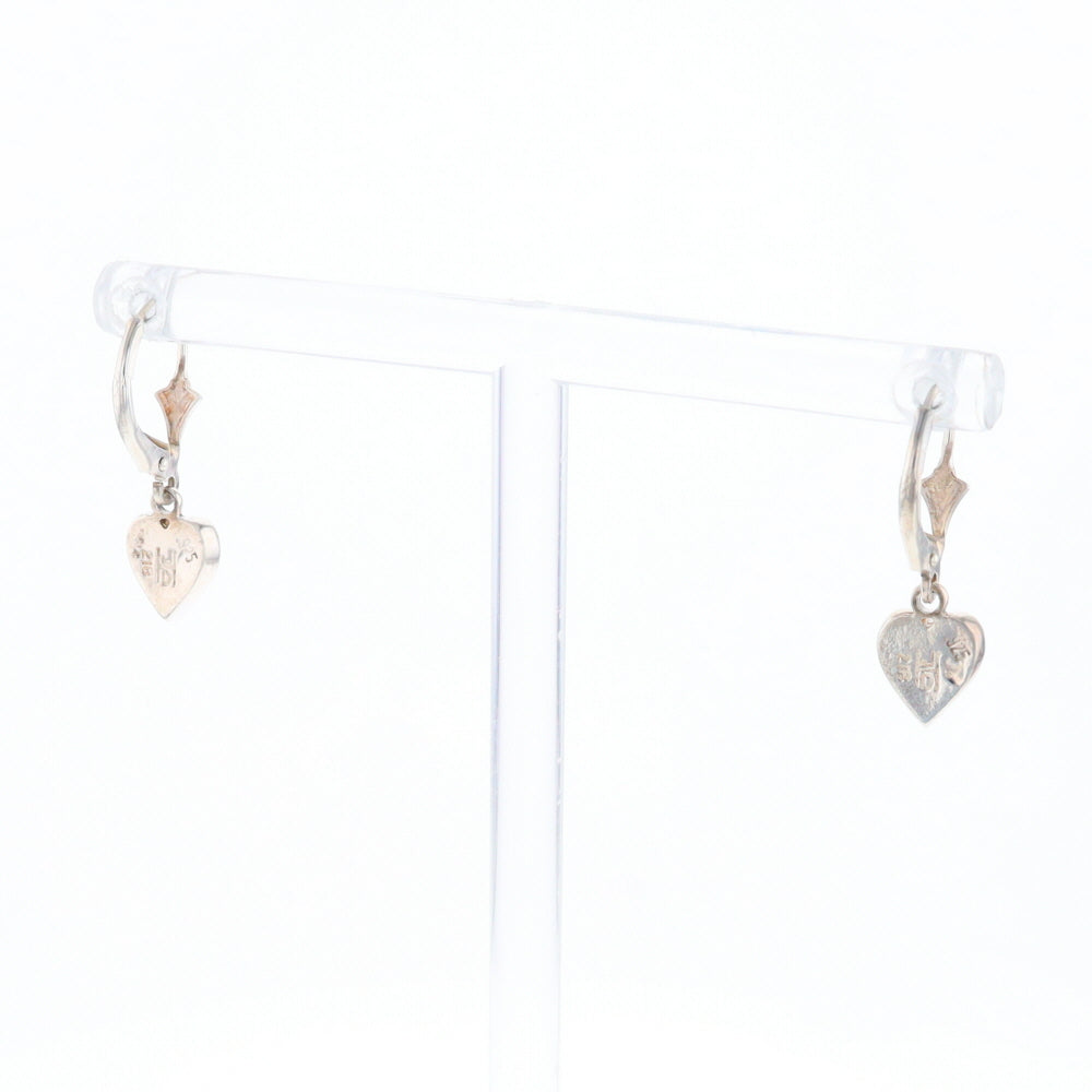 Silver Gold Quartz Inlaid Heart Earrings - G3