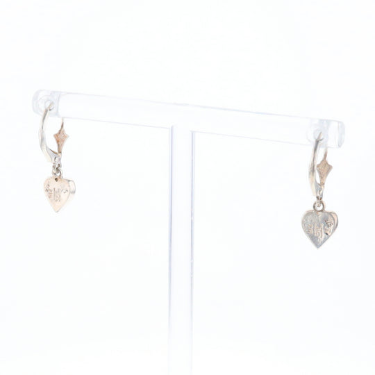 Silver Gold Quartz Inlaid Heart Earrings - G3