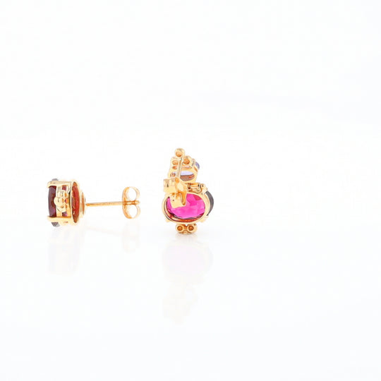 Garnet & Amethyst Dangle Earrings