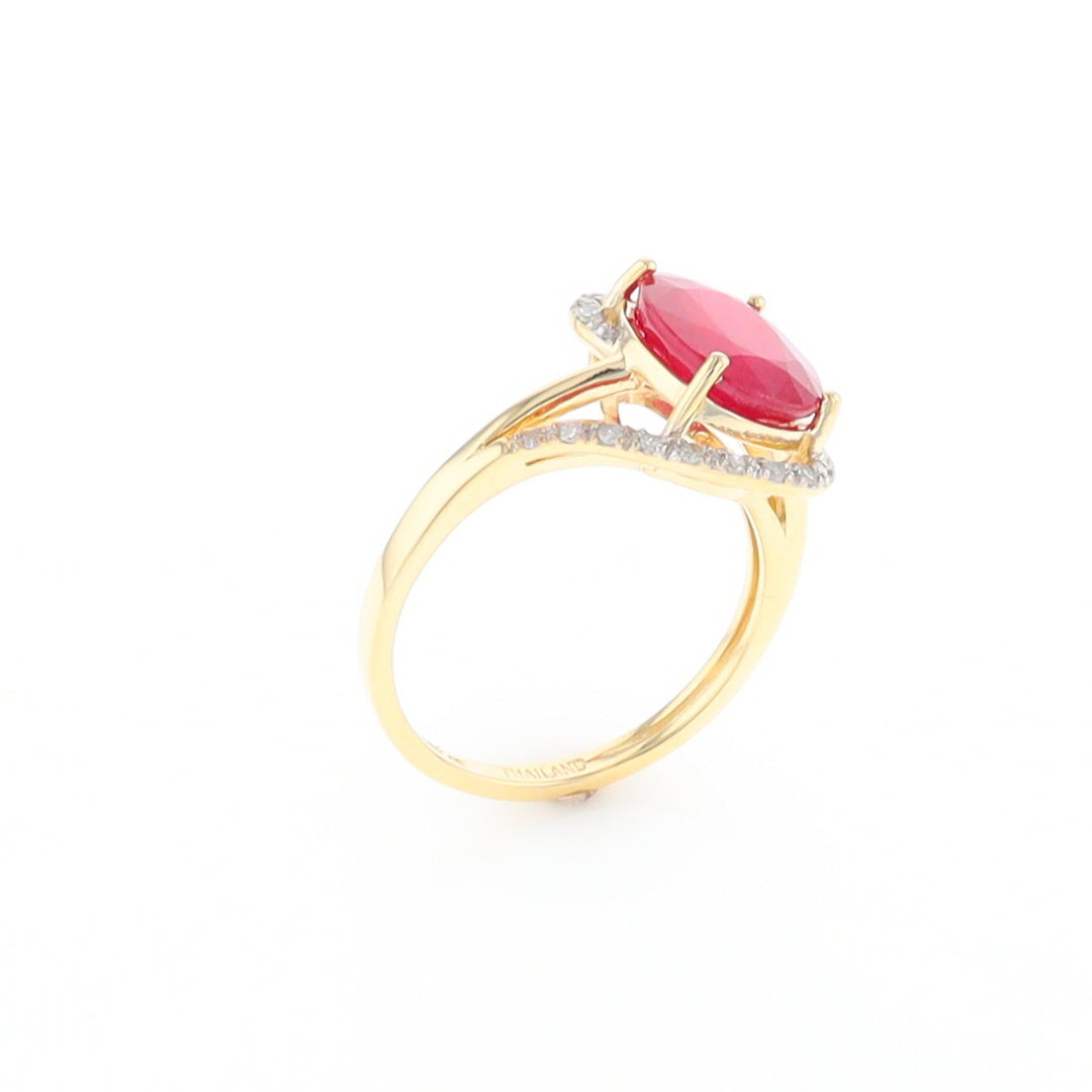 Ruby Bypass Ring with Diamond Accents