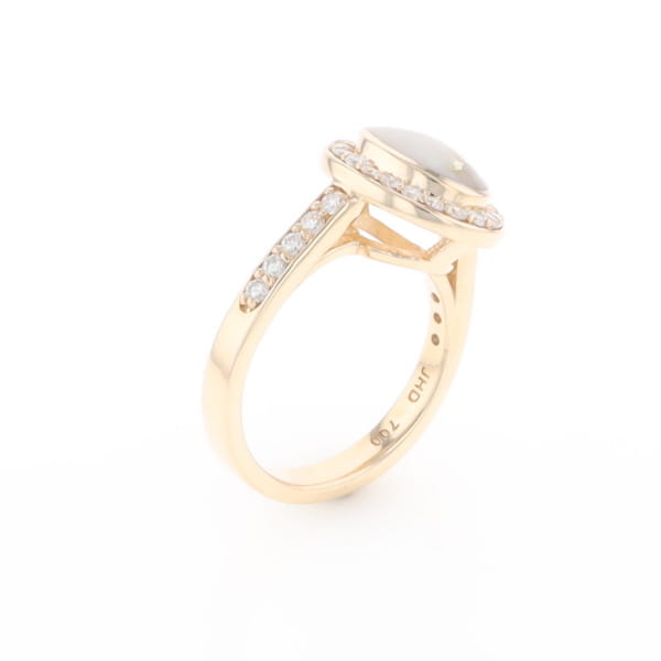 Oval Gold Quartz Inlaid Ring with 0.65ctw Diamond Halo