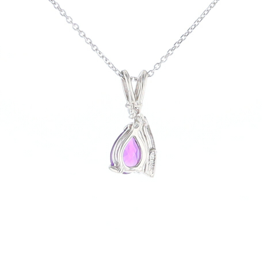 Amethyst Pear Ribbon Necklace