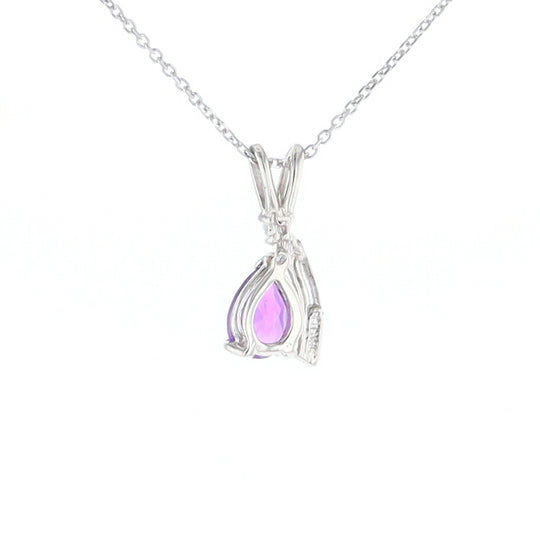 Amethyst Pear Ribbon Necklace