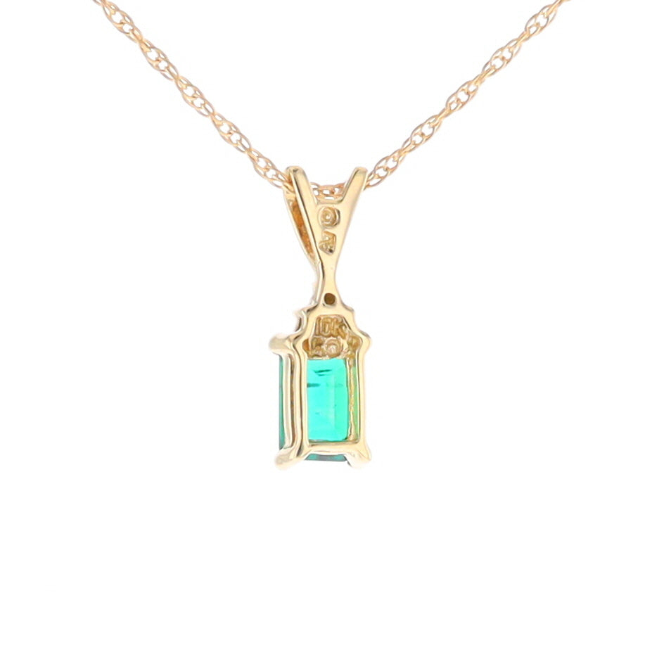 Synthetic Emerald Pendant with Diamond Accents