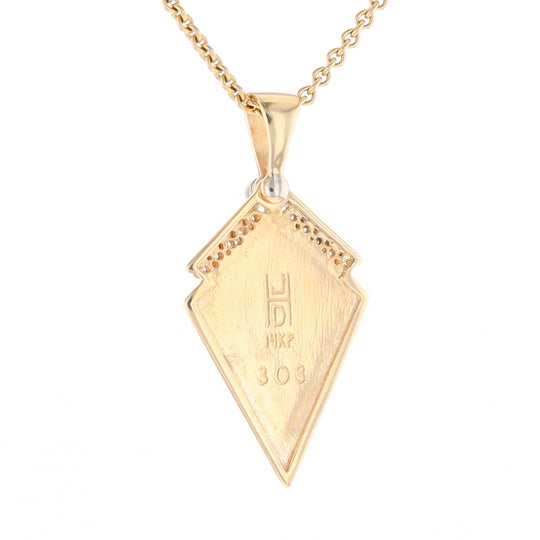 Gold Quartz Kite Shape Inlaid Pendant with 0.19ctw Diamonds (G1)