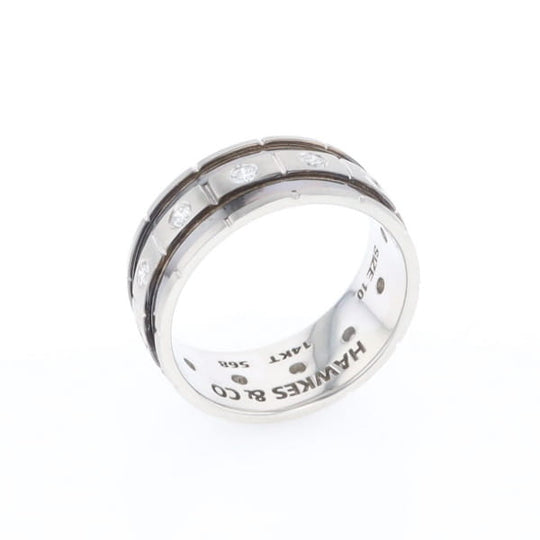 Contemporary Men's Comfort Fit Wedding Band With Diamonds