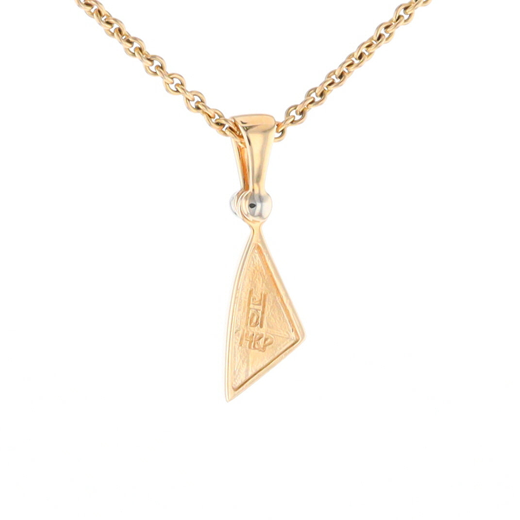 Gold Quartz Necklace Sail Inlaid Design Pendant with .02ct Diamond