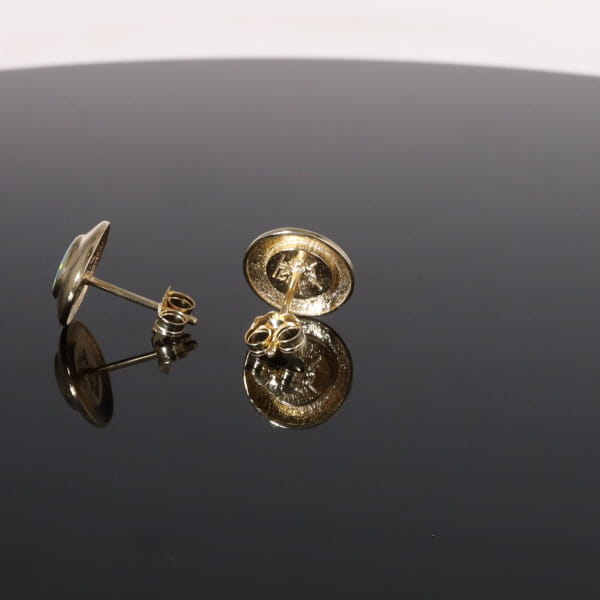 Opal Earrings Round Inlaid Design Studs