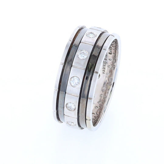 Contemporary Men's Comfort Fit Wedding Band With Diamonds