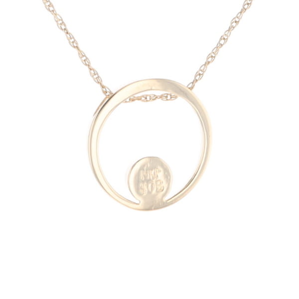 Gold Quartz Pendant Open Circle Design Round Inlay Pendant