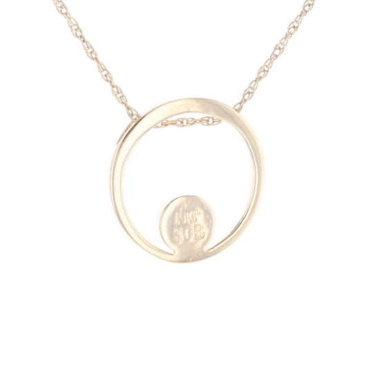 Gold Quartz Pendant Open Circle Design Round Inlay Pendant