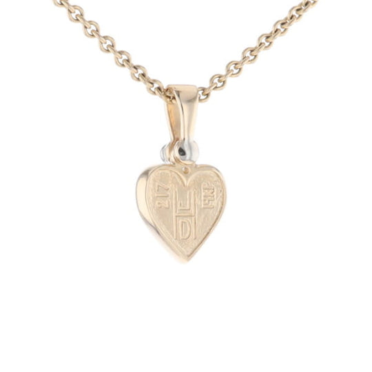 Gold Quartz Necklace Heart Inlaid Design Pendant with .02ct Diamond