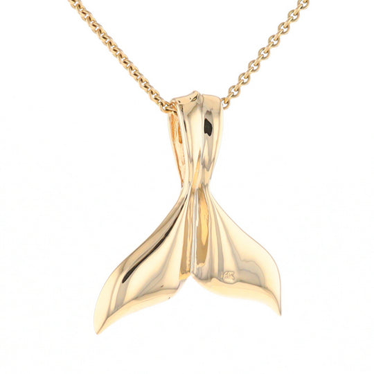 Whale Tail Necklaces Natural Gold Quartz Inlaid Sea Life Pendant