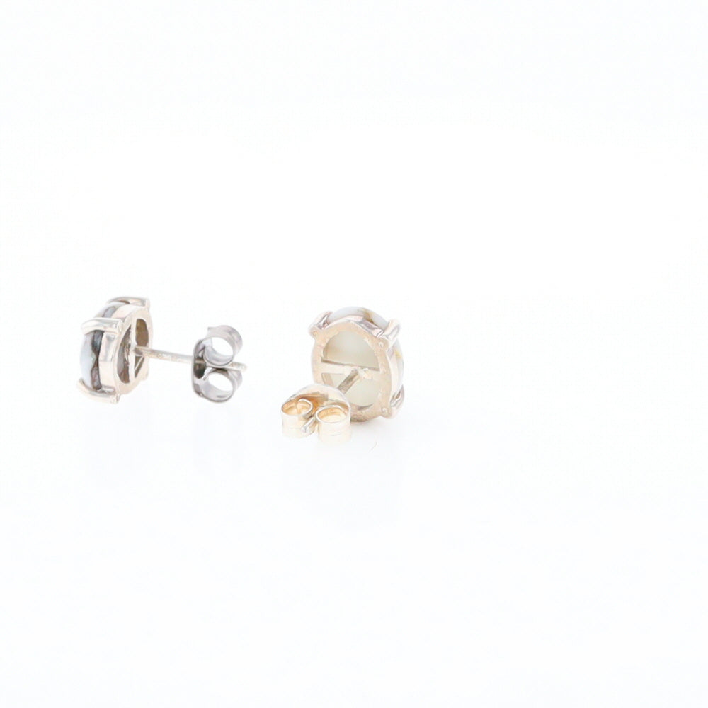 Gold Quartz Cabochon Stud Earrings