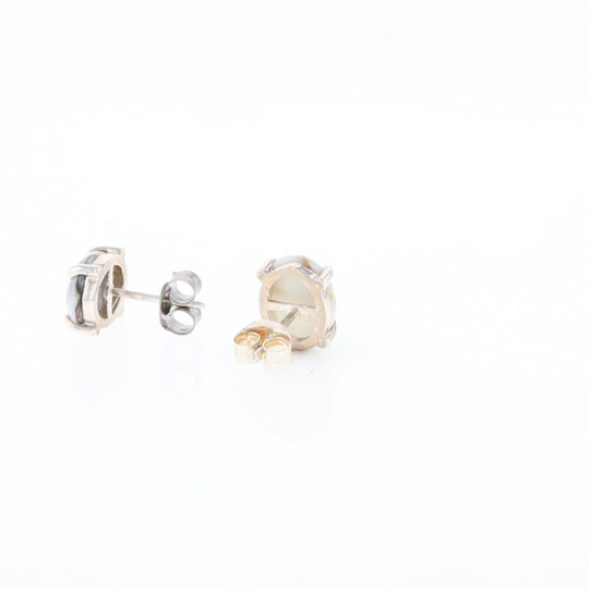 Gold Quartz Cabochon Stud Earrings