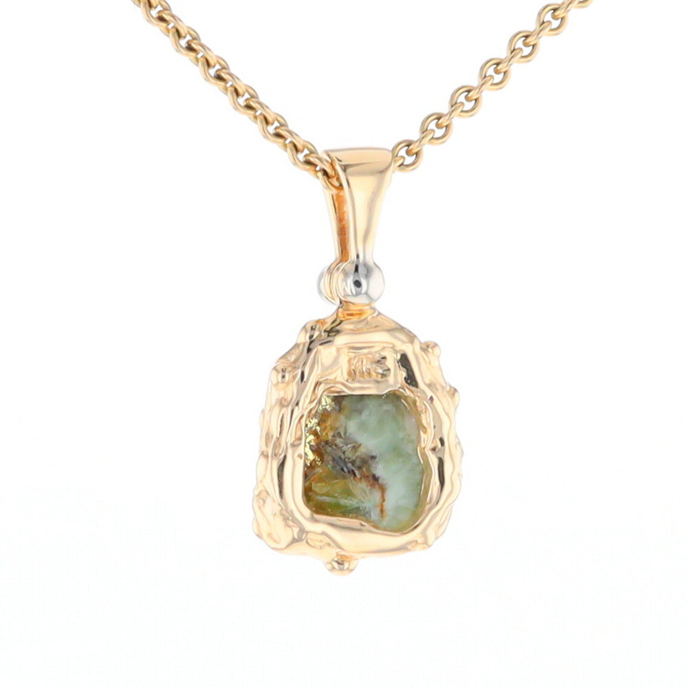 Serpentine & Gold Quartz Freeform Pendant