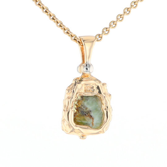 Serpentine & Gold Quartz Freeform Pendant