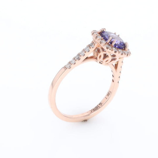 Rose Gold Tanzanite Halo Ring