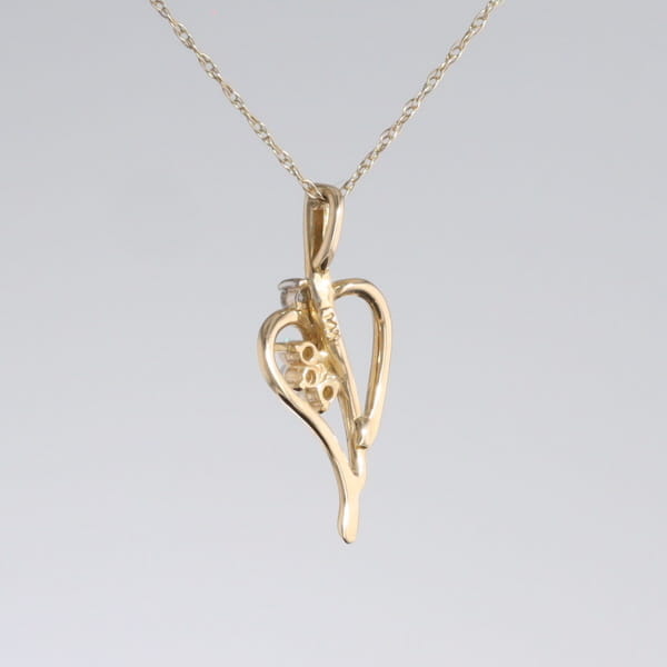 Round Opal & Diamond Heart Necklace