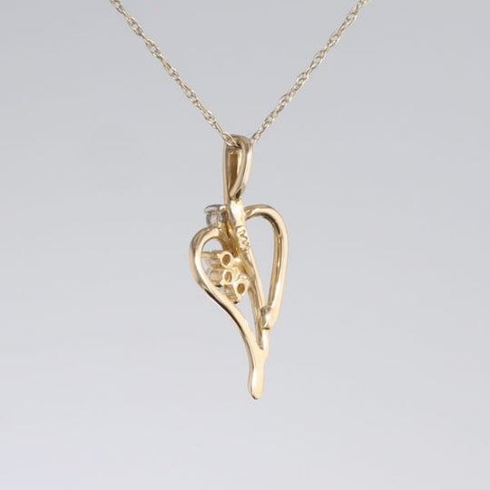 Round Opal & Diamond Heart Necklace