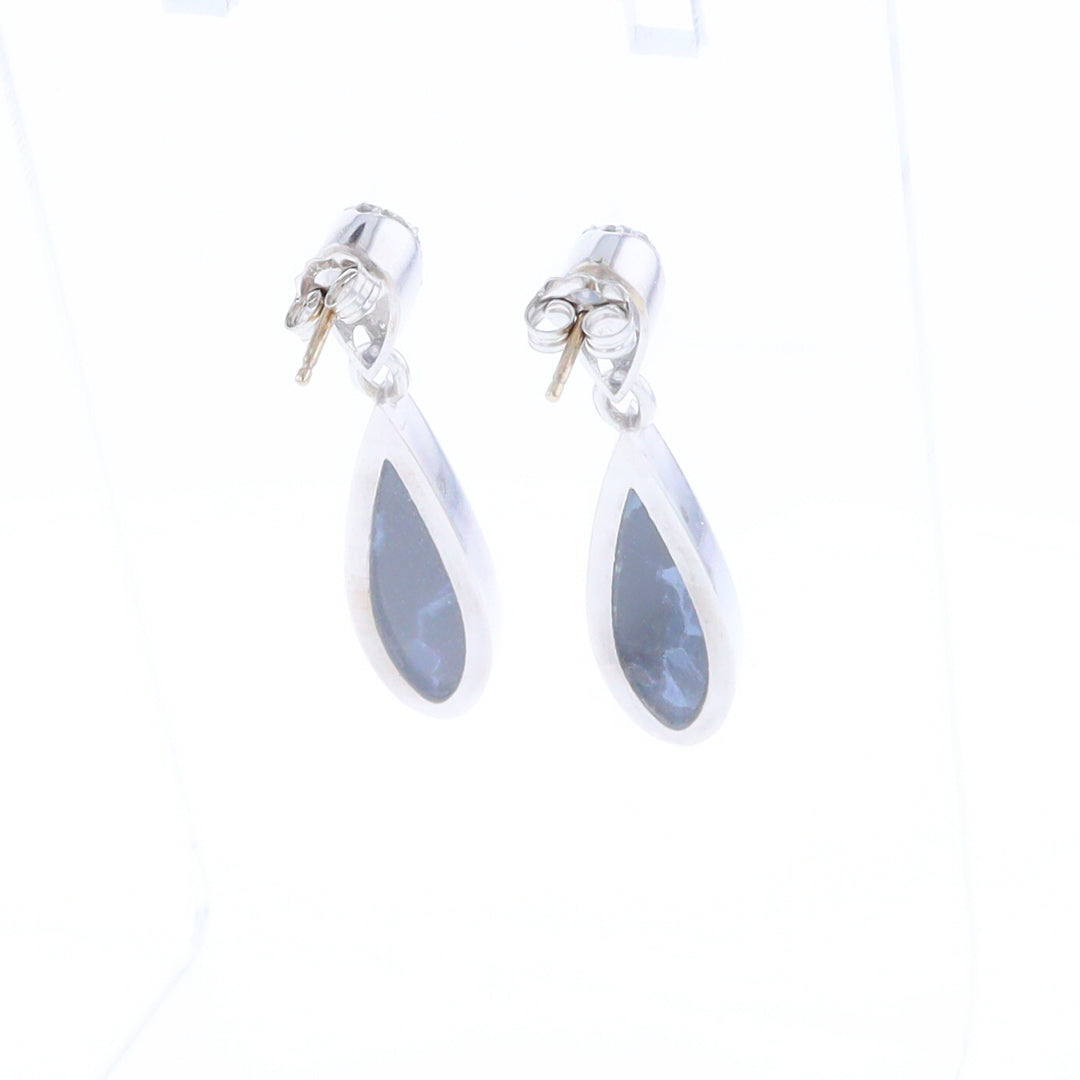 Natural Pietersite Inlaid Teardrop 0.22ctw Diamond Earrings