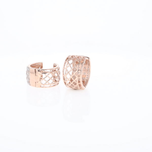 Checkered Wide Hinge Hoop Earrings