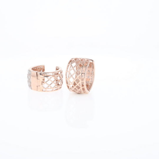 Checkered Wide Hinge Hoop Earrings