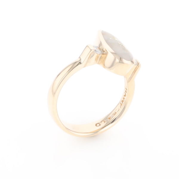 Gold Quartz Ring Pear Shape Inlaid with .18ctw Round Diamonds